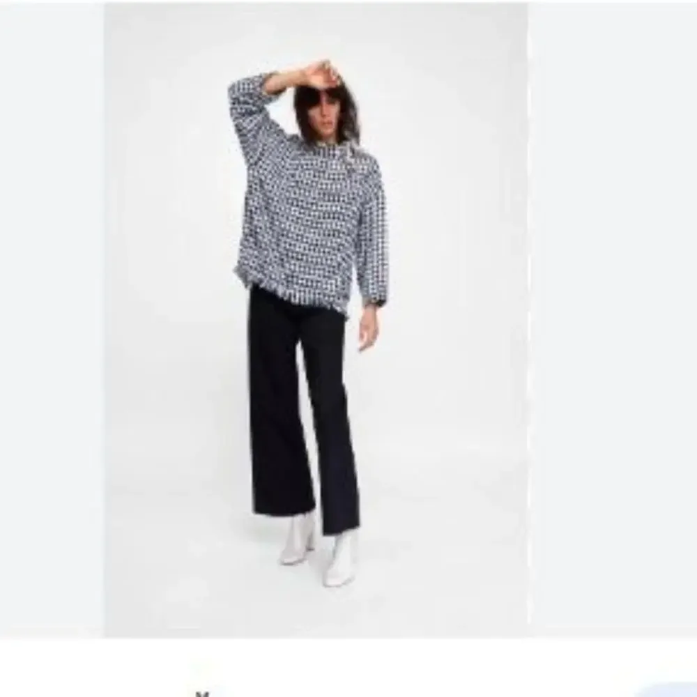 Zara - Dark Navy Houndstooth Cape - L - Turkey